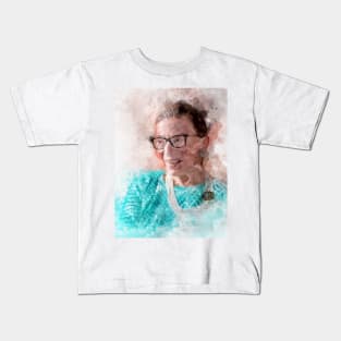 Ruth Bader Ginsburg Smiling Portrait Watercolor E Kids T-Shirt